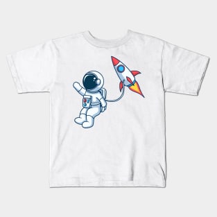 Astronaut Flying with Rocket Kids T-Shirt